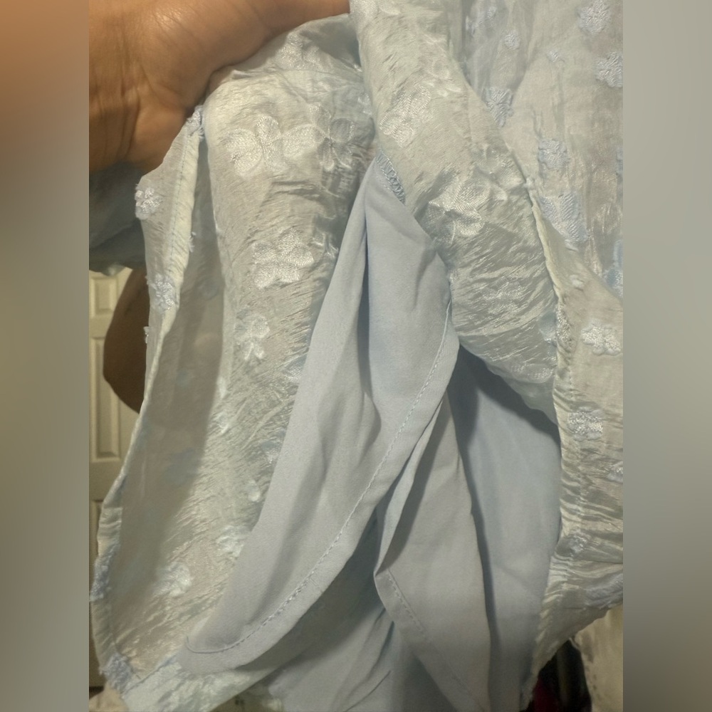 Light Blue Puff Sleeve Blouse - Picture 5 of 8
